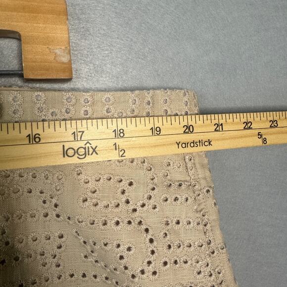 M‎ & S Shorts Womens 22 Tan Eyelet Linen 3in Inseam Summer Neutral Plus Size - Picture 8 of 11